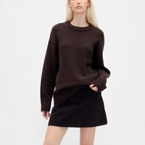 Gap Brown 100% Cotton Knit Oversized Long Sleeve Crewneck Jumper Sweater, size L